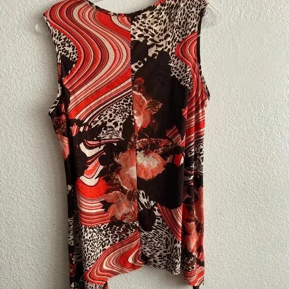 💥Lavish Retro Vibes Preowned Plus-size Multicolor Multi-Print Top - Picture 2 of 7